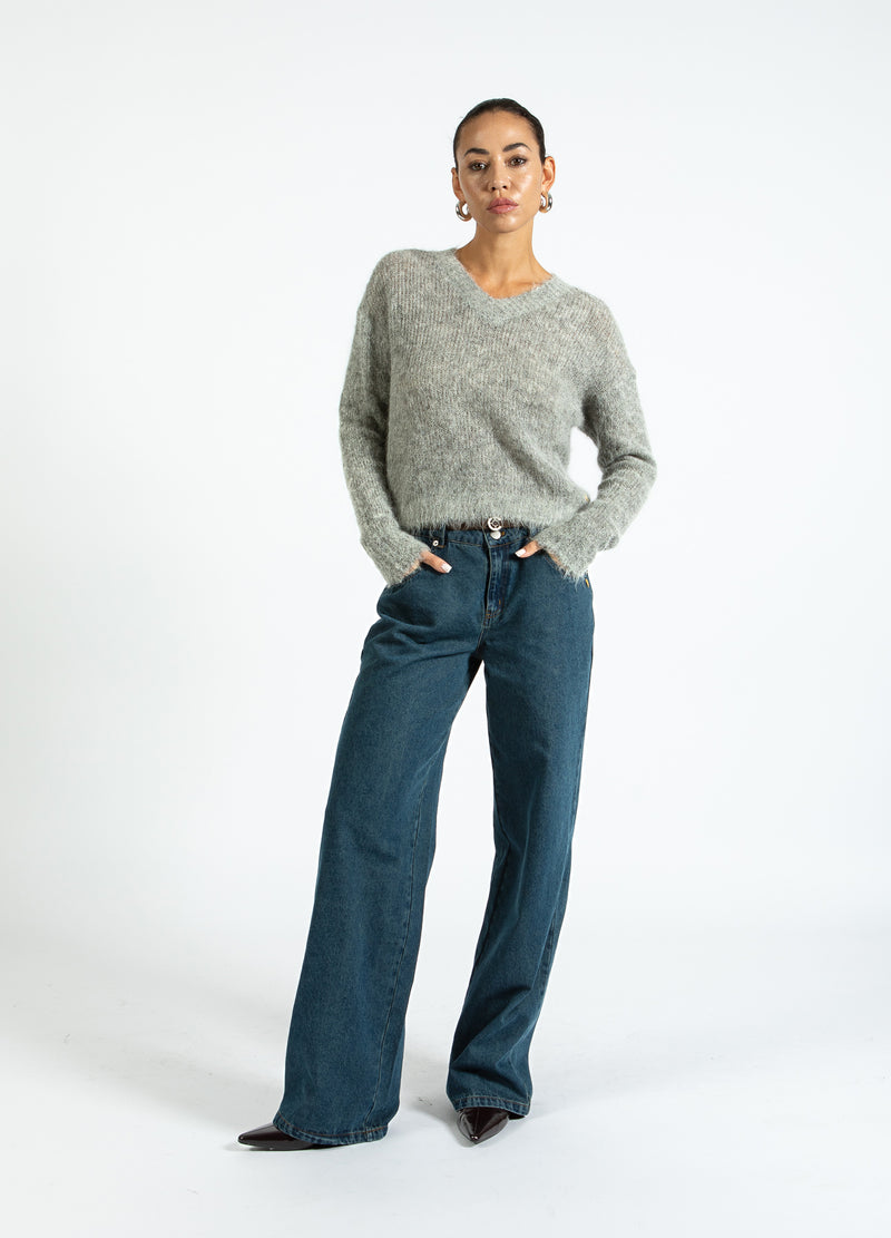 Coster Copenhagen V-AUSSCHNITT STRICK IN ALPAKA Knitwear Light grey melange - 129
