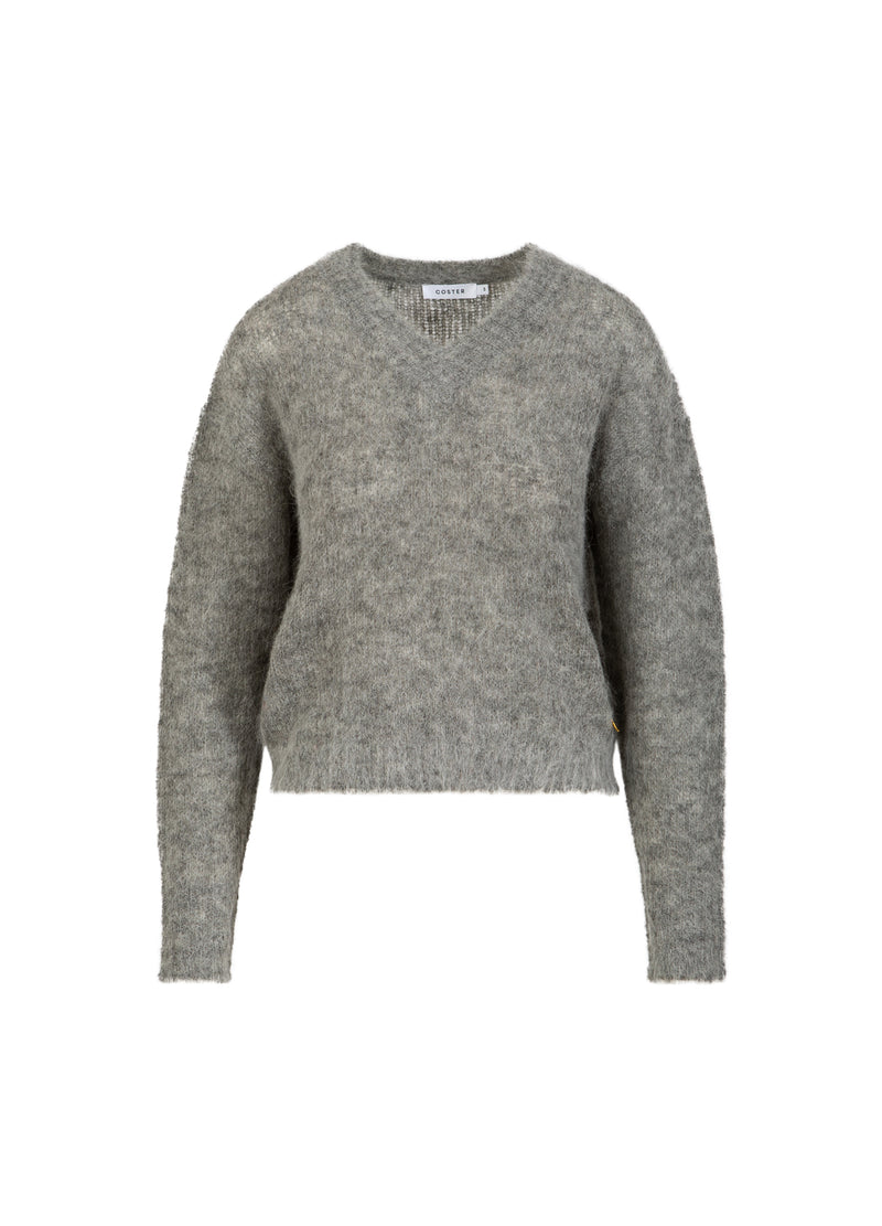 Coster Copenhagen V-AUSSCHNITT STRICK IN ALPAKA Knitwear Light grey melange - 129
