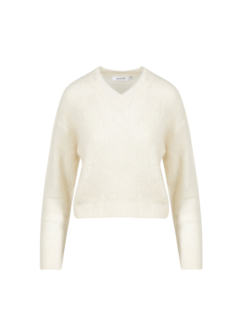Coster Copenhagen V-AUSSCHNITT STRICK IN ALPAKA Knitwear Off White - 202