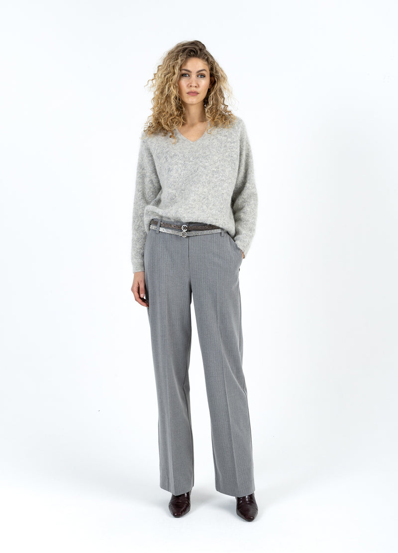 Coster Copenhagen V-Ausschnitt mit silbernem Hahnentritt Knitwear Mist grey - 121