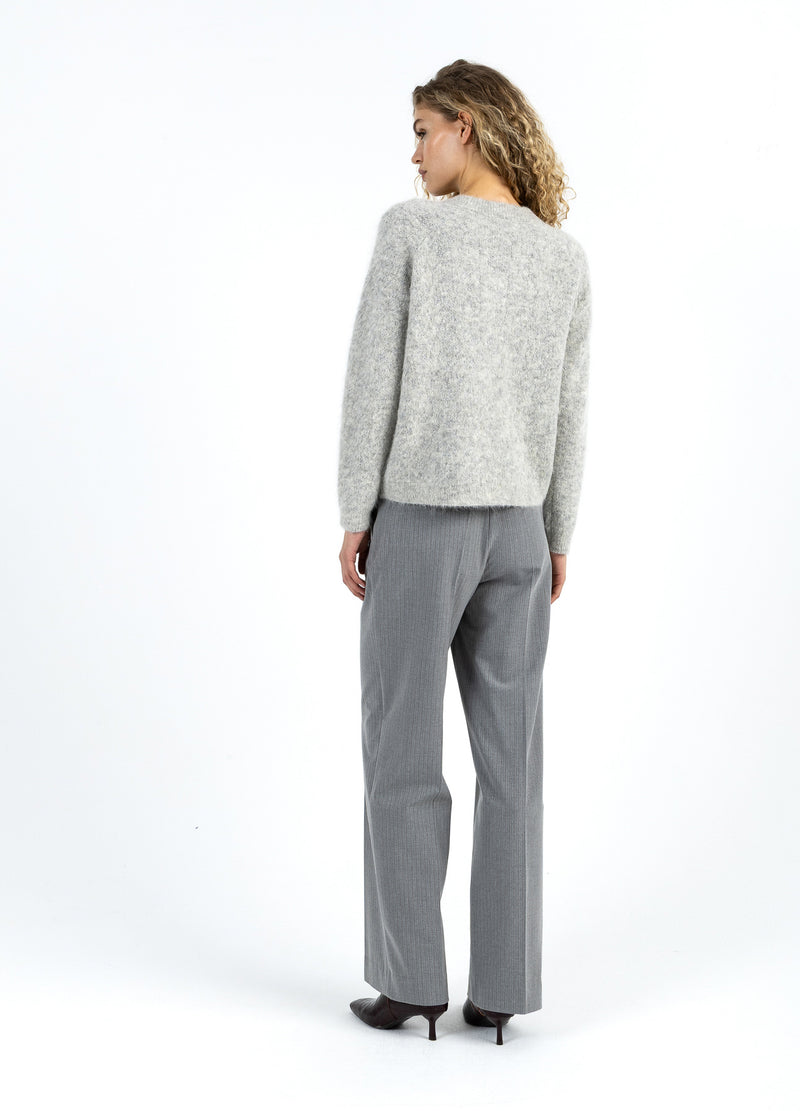 Coster Copenhagen V-Ausschnitt mit silbernem Hahnentritt Knitwear Mist grey - 121
