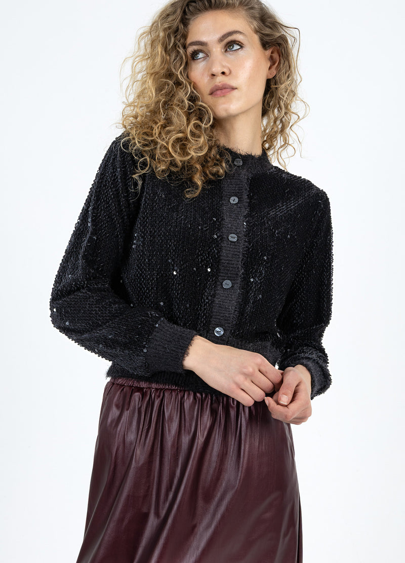 Coster Copenhagen VELVET PAILLETTEN STRICKJACKE Shirt/Blouse Black - 100