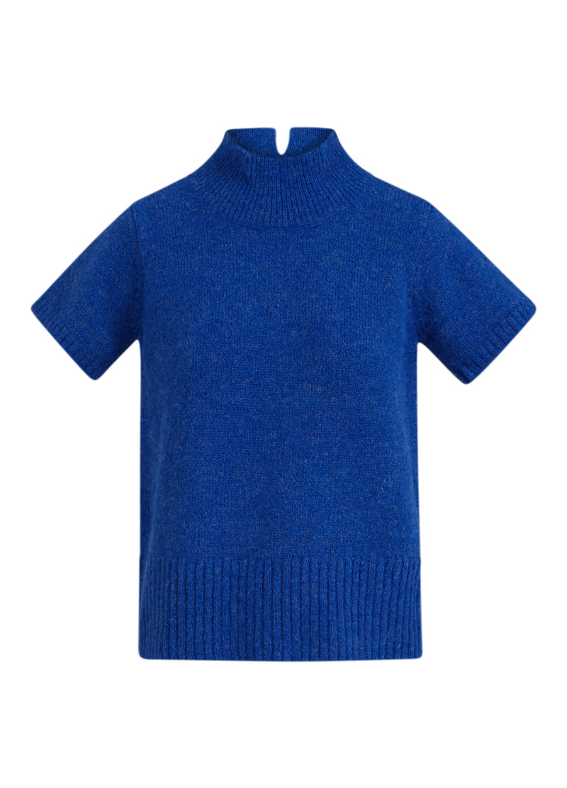 CC Heart KURZÄRMELIGES ALPAKA-TOP MIT CC-HERZ Knitwear Cobalt Blue - 514