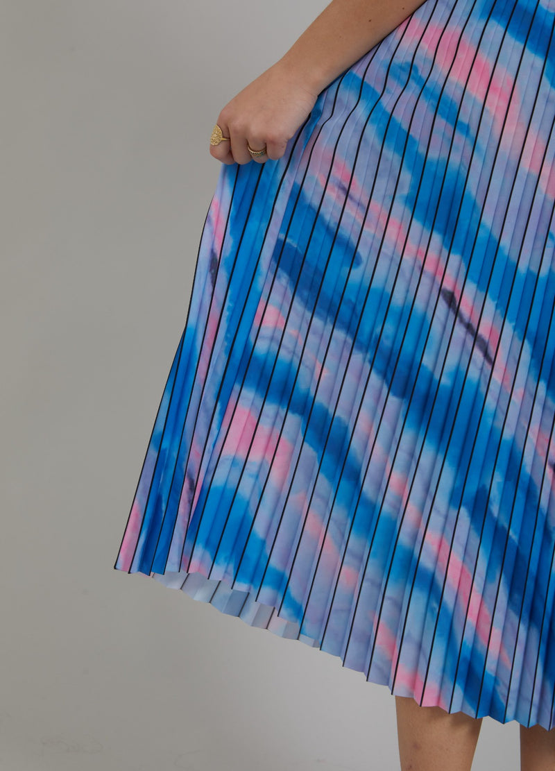Coster Copenhagen FALTENROCK MIT VERBLASSTEM STREIFENDRUCK Skirt Faded stripe print blue - 509