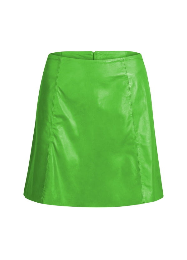 Coster Copenhagen KURZER A-LINIEN-LEDERROCK Skirt Flashy green - 459
