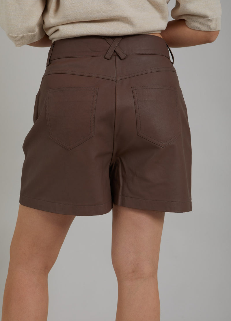 Coster Copenhagen LEATHER SHORTS Pants Spring brown - 387