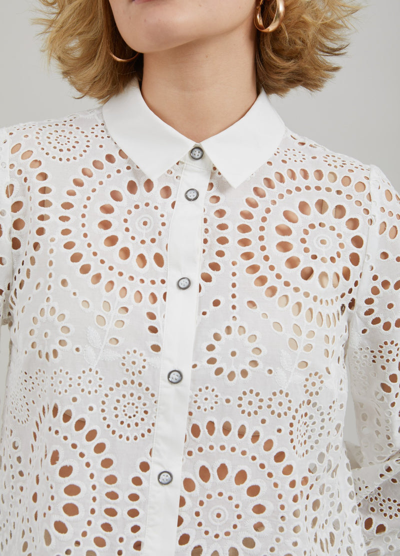 Coster Copenhagen  SHIRT MIT LOCHSTICKEREI Shirt/Blouse White - 200