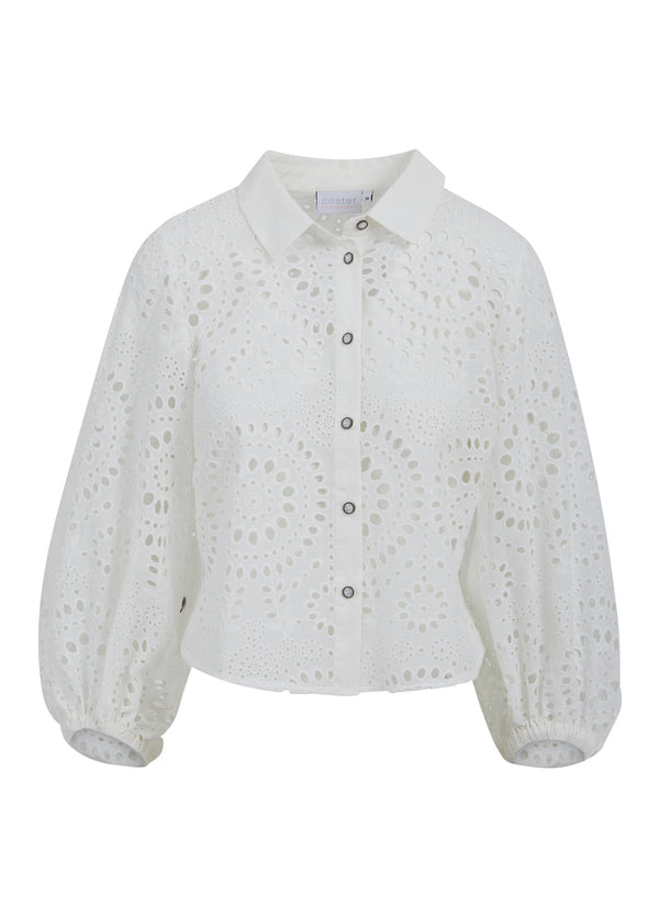 Coster Copenhagen  SHIRT MIT LOCHSTICKEREI Shirt/Blouse White - 200