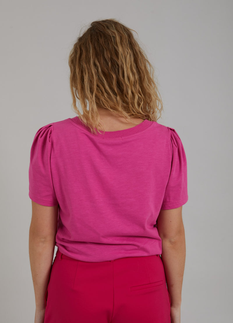 Coster Copenhagen T-SHIRT MIT FALTEN T-Shirt Raspberry pink - 648