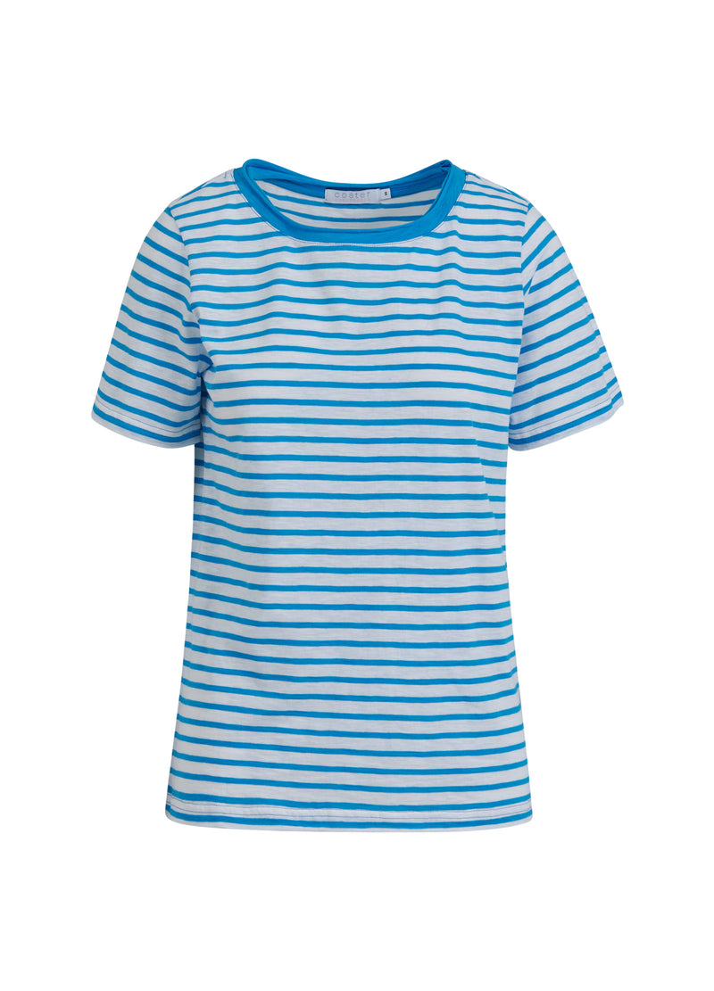 Coster Copenhagen  T-SHIRT MIT STREIFEN - MITTELLANGER ÄRMEL T-Shirt Blue lagune stripe - 566